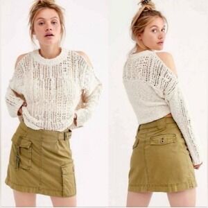 FREE PEOPLE Erika Canteen Green Side Buckle Utility Cargo Mini Skirt Women's 12